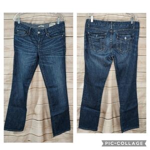 GAP jeans straight leg low rise dark wash blue navy flap pockets 30 10